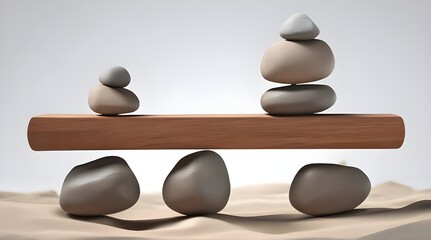 A board balances on a stack of rocks. generative.ai