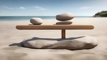 A board balances on a stack of rocks. generative.ai
