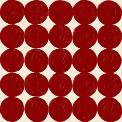 Patrón sin costuras de círculos rojos pintados a mano. Patrón para superficie minimalista. Fondo para textil, papelería y diseño digital