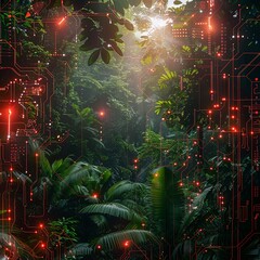 A vibrant and lush forest representing the importance of preserving biodiversity and ecosystem restoration in the fight against climate change