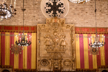 Hall of the Hundred (Saló de Cent) in city hall of Barcelona (catalan: Ajuntament de Barcelona),...