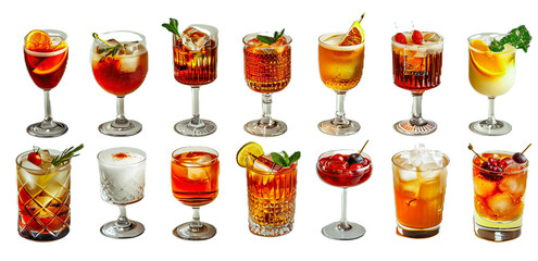Drinks in glass glasses on a white background - 783301009