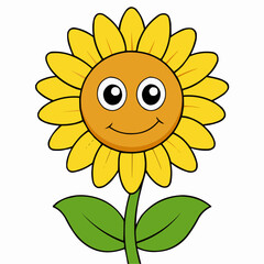 sunflower cartoon with a smile