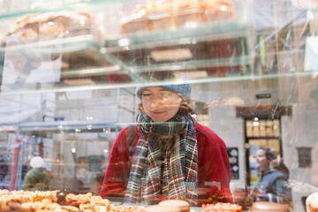 Woman Bakery Windowshoping 