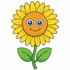 sunflower cartoon with a smile