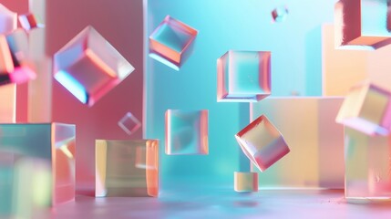 Floating cubes of different sizes and colors   AI generated illustration