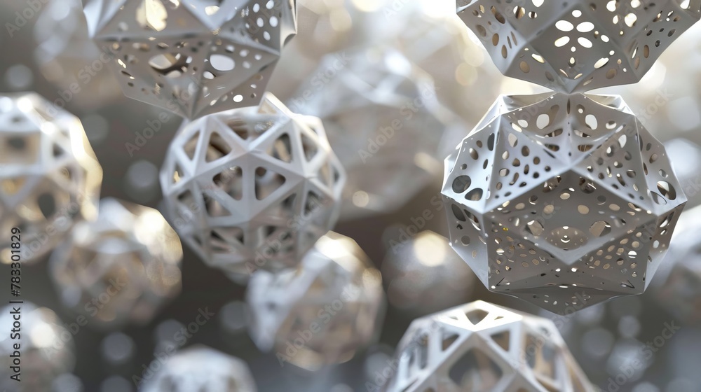 Aufkleber floating icosahedrons arranged in a complex pattern ai generated illustration