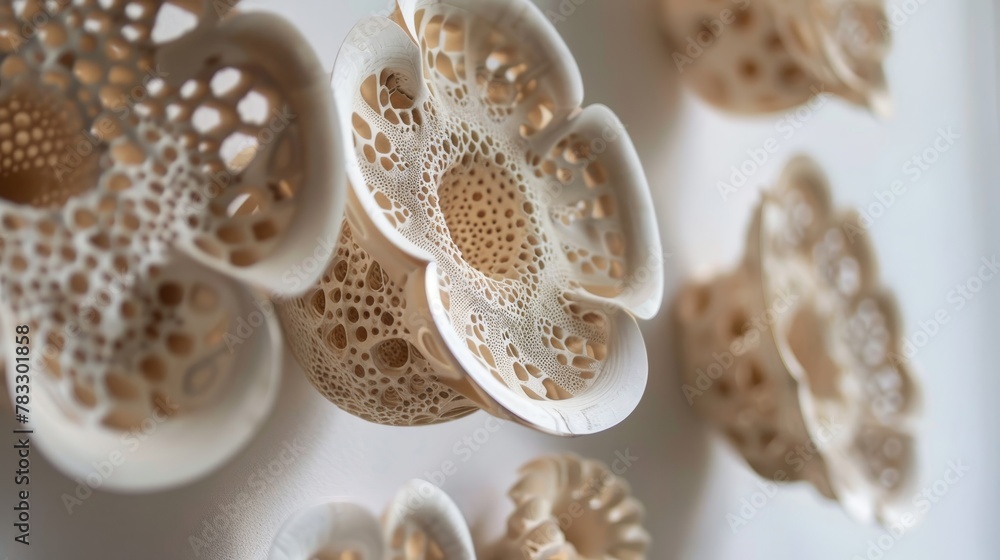 Poster floating objects with intricate details carved into their surfaces ai generated illustration