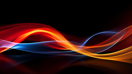 Abstract Colorful Light Waves Intersecting on Black Background