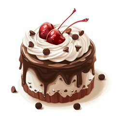 a chocolate cake with a cherry on top of it