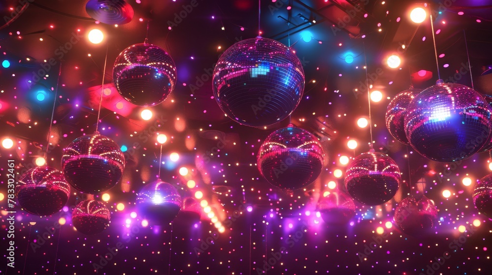 Poster funky disco lights in a memphis style d style isolated flying objects memphis style d render ai gene