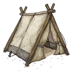 a drawing of a tent with two poles sticking out of it