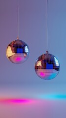 Fototapeta na wymiar Funky disco lights in a memphis style d style isolated flying objects memphis style d render AI generated illustration