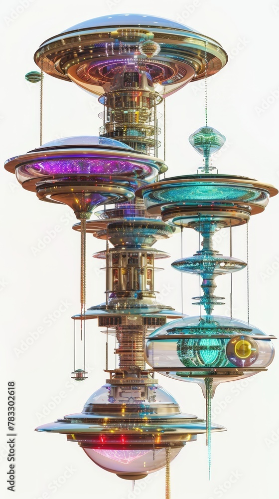 Poster futuristic d renderings reminiscent of alien technology d style isolated flying objects memphis styl