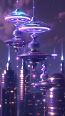 Futuristic D renderings reminiscent of alien technology d style isolated flying objects memphis style d render   AI generated illustration