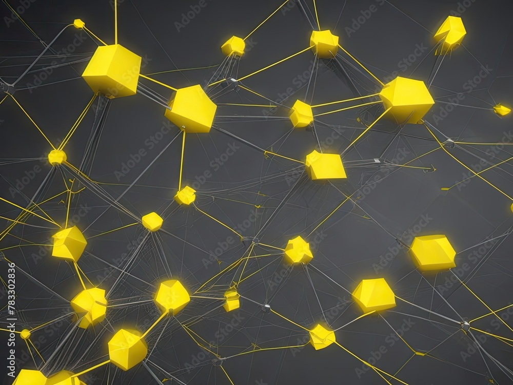 Poster abstract virtual network in strong yellow and dark grey - design element for technology background -