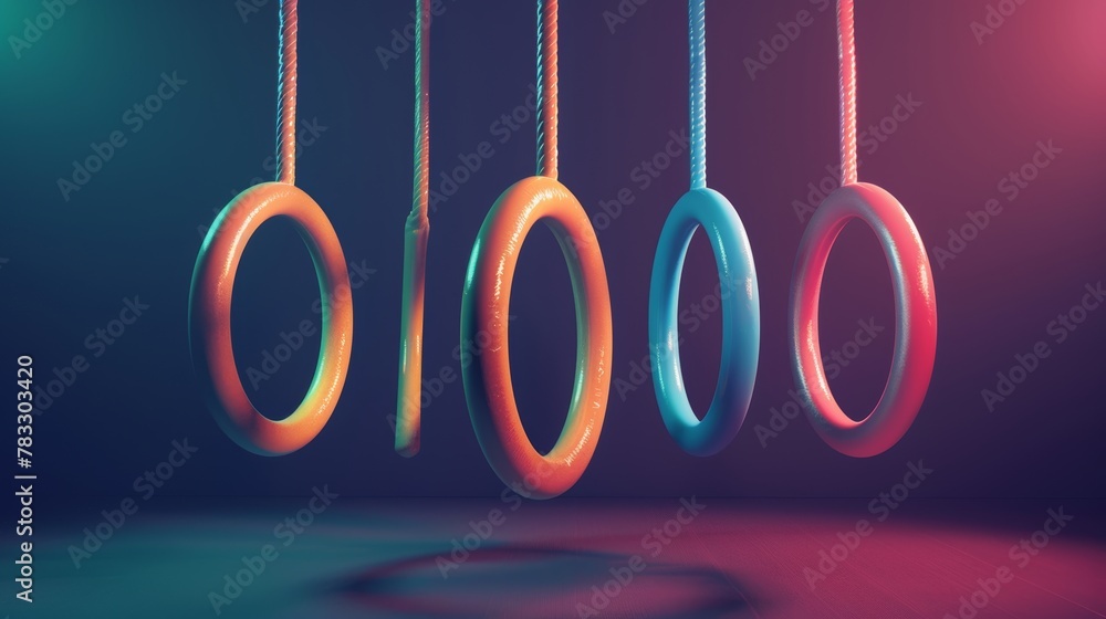 Aufkleber gymnastics rings and leotards floating d style isolated flying objects memphis style d render ai gen