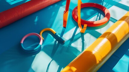 Gymnastics equipment in an abstract composition  AI generated illustration