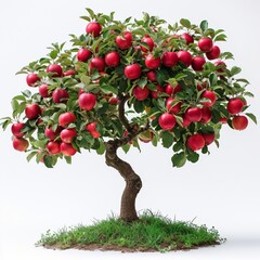 Ripe apples adorn the leafy branches, a picturesque scene of nature's bounty.