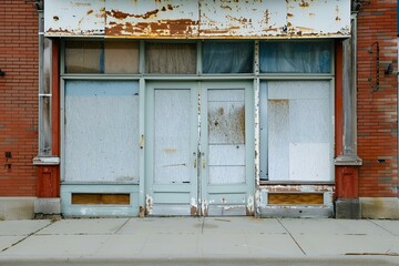 Stary opuszczony sklep noszący ślady rdzy