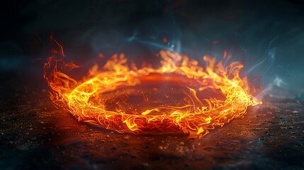 Ring of fire and flame isolated on dark