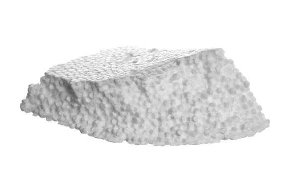 Crumbled styrofoam pieces isolated on white, clipping