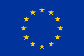 European Union flag. vector. blue yellow flag - obrazy, fototapety, plakaty