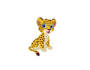 Cartoon image of a leopard cub on a white background. Vector illustration