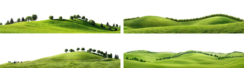 Set of green hills lanscape cut out