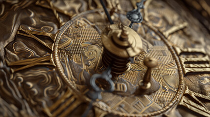 Fototapeta na wymiar Steampunk-inspired intricate clockwork, ideal for thematic visual storytelling in games, literature, or steampunk fantasy promotions.