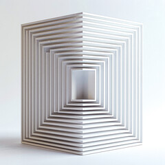 Modern Geometric Abstract Sculpture on White Background