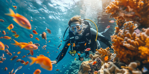 Scuba Diving Diver  - obrazy, fototapety, plakaty