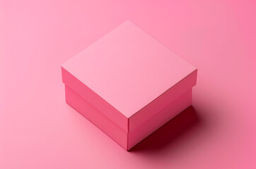 Square box on pink background, pink box, box mockup