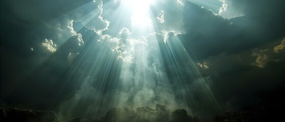 Heavenly Ascent in Radiant Light. Concept Spiritual Enlightenment, Ascension, Divine Mysteries, Celestial Journeys