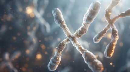 Chromosomes are strands of DNA that contain genetic information, crucial for gene therapy research in the realms of medical science and biotechnology. - obrazy, fototapety, plakaty