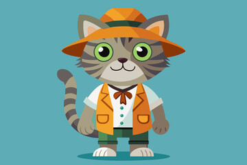 Paleontologist Cat Vector 