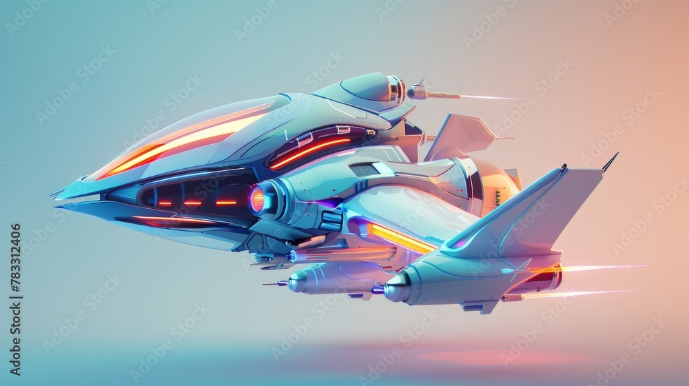 Poster mesmerizing 3d illustrations of futuristic flying objects 3d style isolated flying objects memphis s