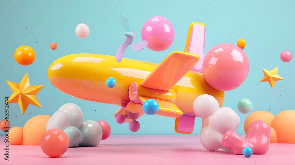Poster mesmerizing 3d renderings of surreal flying elements 3d style isolated flying objects memphis style 