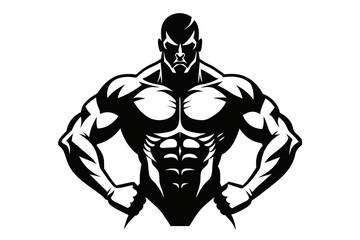 Bodybuilder stencil  illustration isolated on a white background