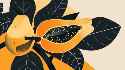 Minimalist papaya graphic with a touch of sophistication  AI generated illustration