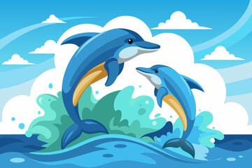 A dolphins jumping, no background