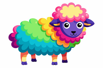 colorful fluffy cute sheep