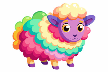 colorful fluffy cute sheep