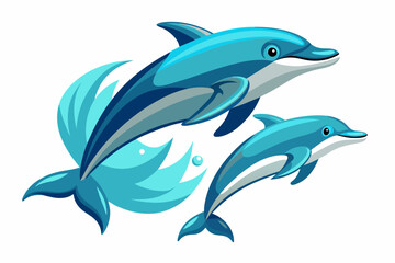 Fototapeta premium A dolphins jumping, no background