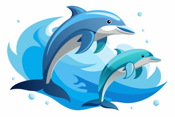 Obraz na płótnie Canvas A dolphins jumping, no background