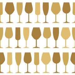 seamless golden pattern with wine glasses- vector illustration - 783313236
