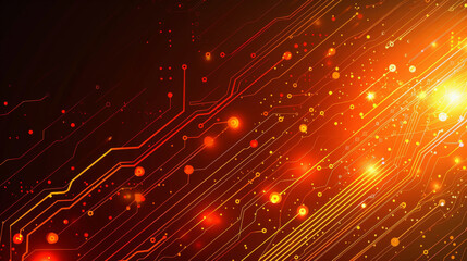 Fototapeta premium Abstract glowing lines of energy flow on a futuristic circuit board with digital electronic connections, showcasing the complexity and innovation of technology and circuitry