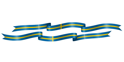 set of flag ribbon with colors of Sweden for independence day celebration decoration