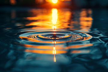 Sunlit water drop close up natural wallpaper background - Powered by Adobe