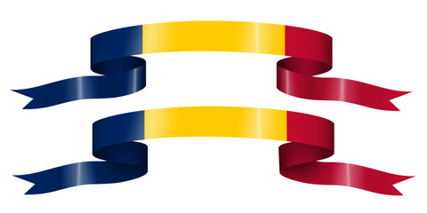 set of flag ribbon with colors of Chad for independence day celebration decoration